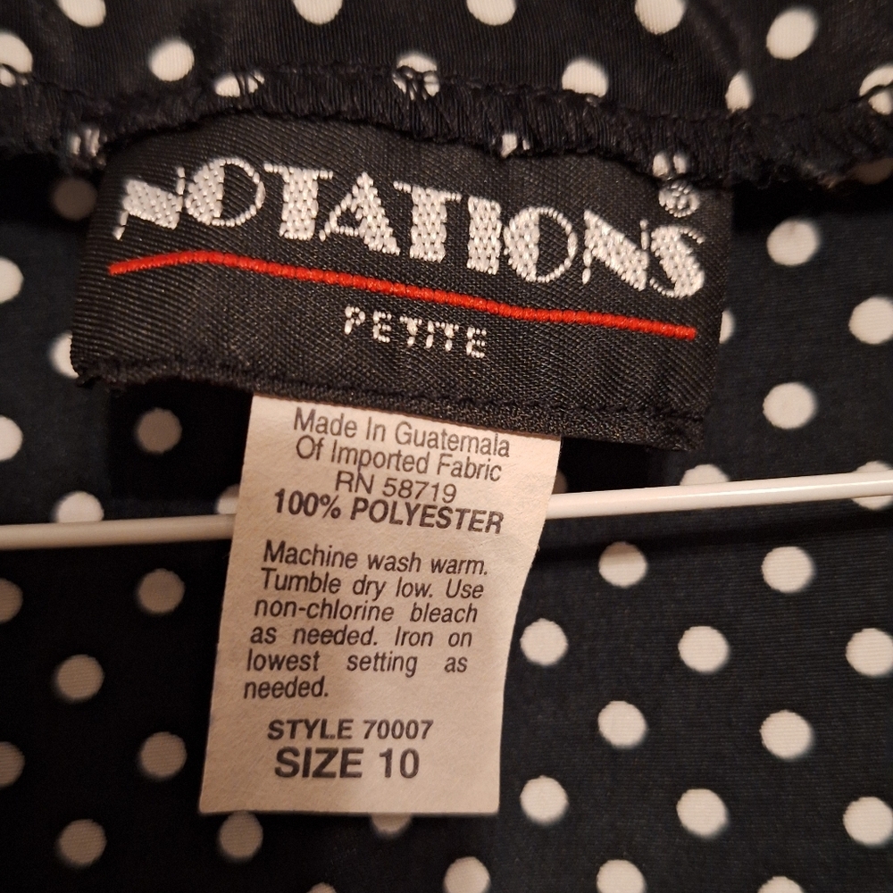 Notations Cute Petite Polka Dot Button Blouse W/ Tie Back - Picture 2 of 8